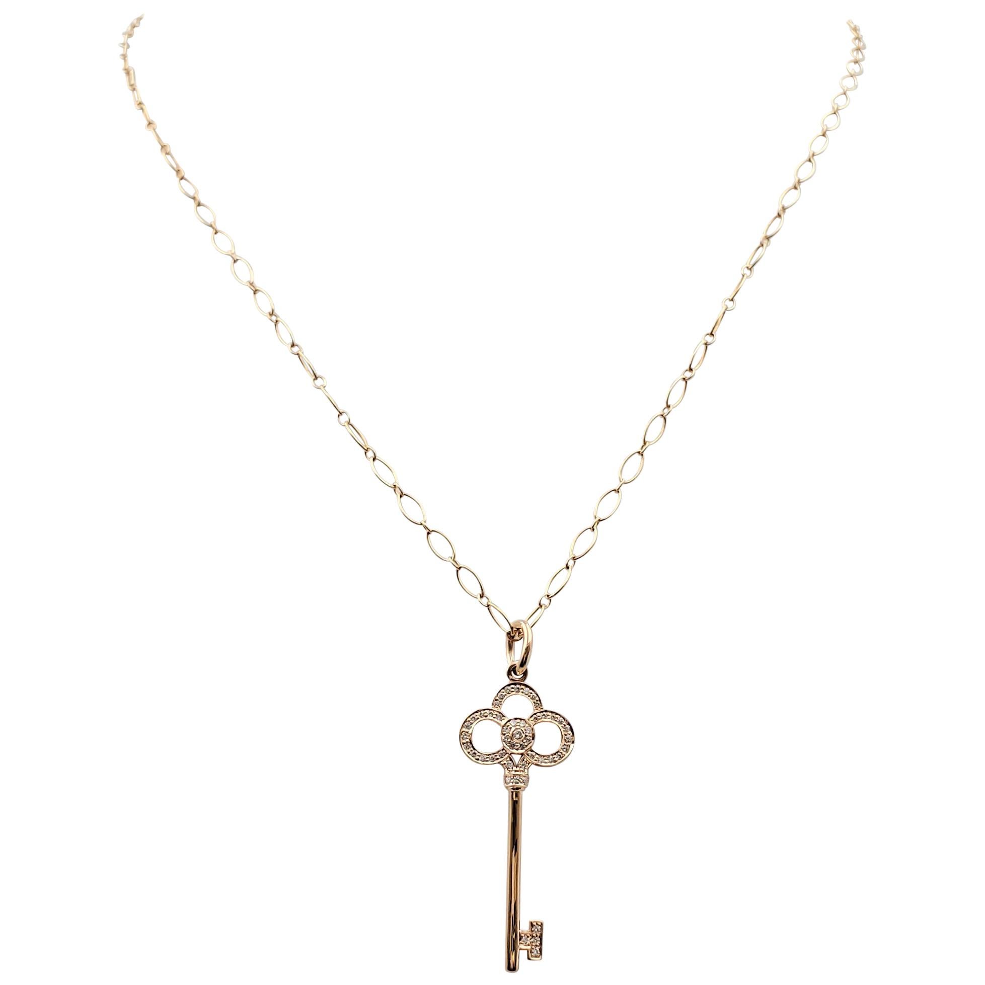 Tiffany & Co. Rose Gold and Diamond 'Crown Key' Pendant Necklace