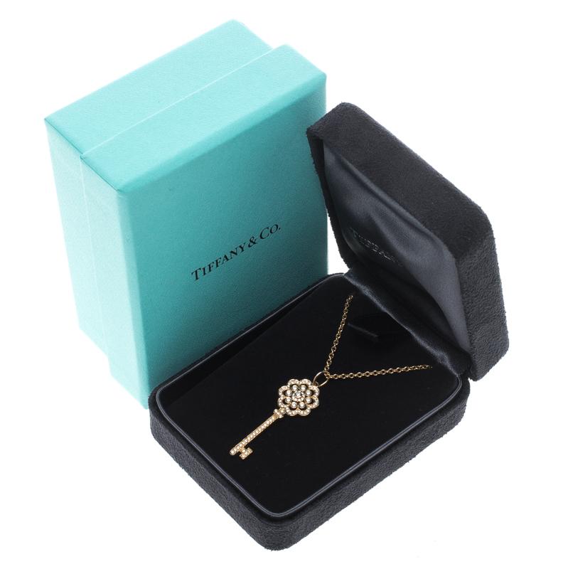 Tiffany & Co. Rose Gold And Diamonds Key Pendant Necklace 2