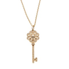 Tiffany & Co. Rose Gold And Diamonds Key Pendant Necklace