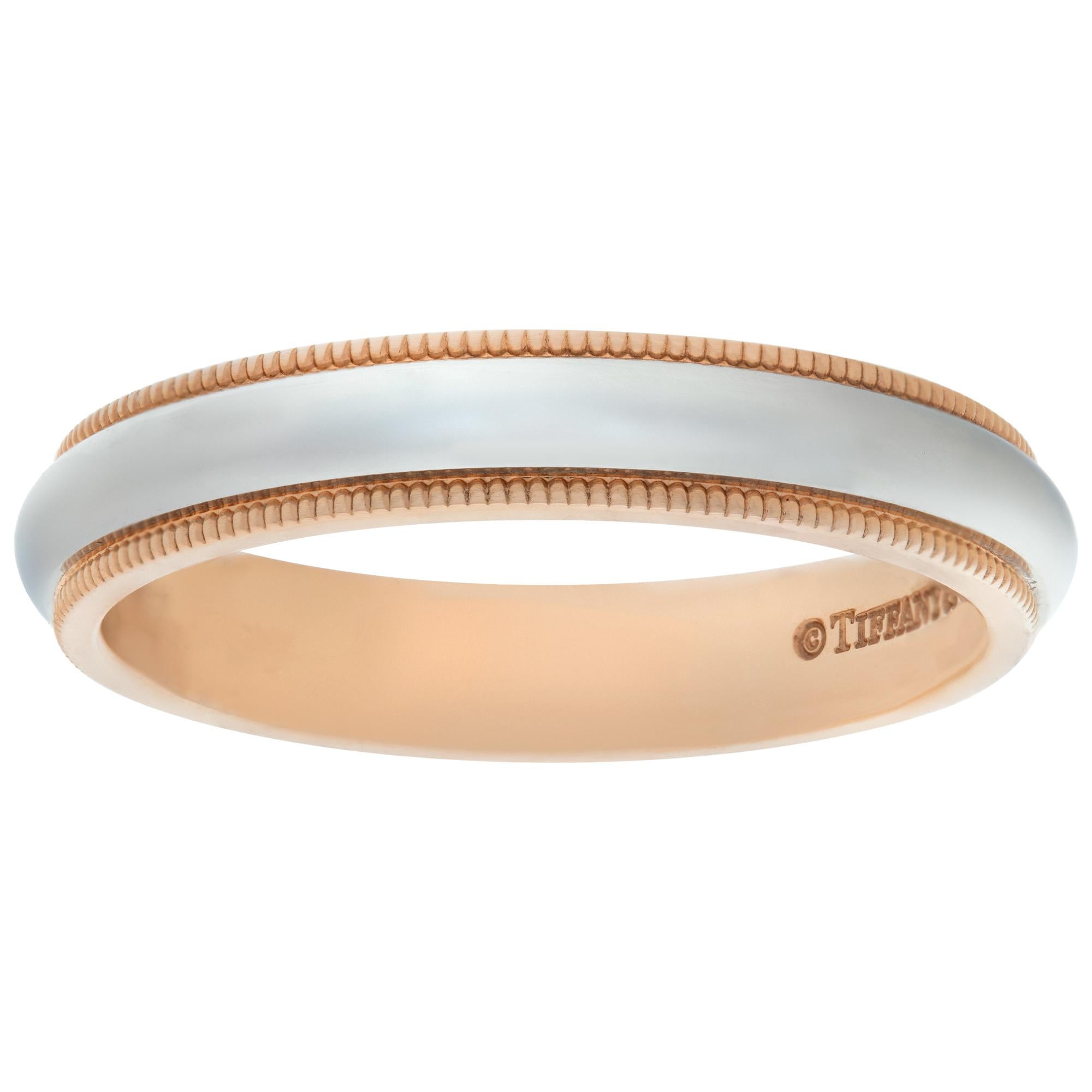 Tiffany & Co. rose gold and platinum wedding band. For Sale