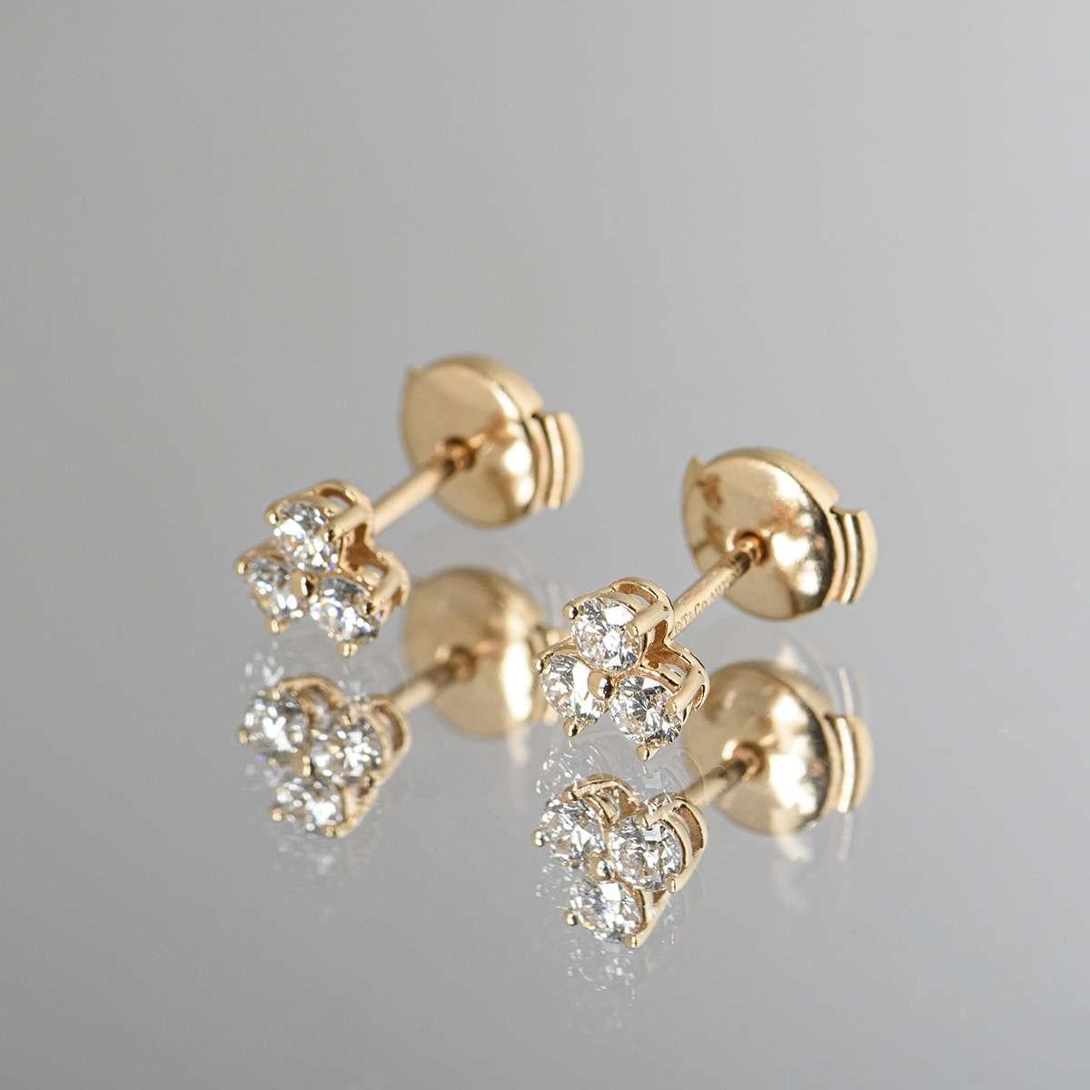 Round Cut Tiffany & Co. Rose Gold Diamond Aria Earrings .58 Carat
