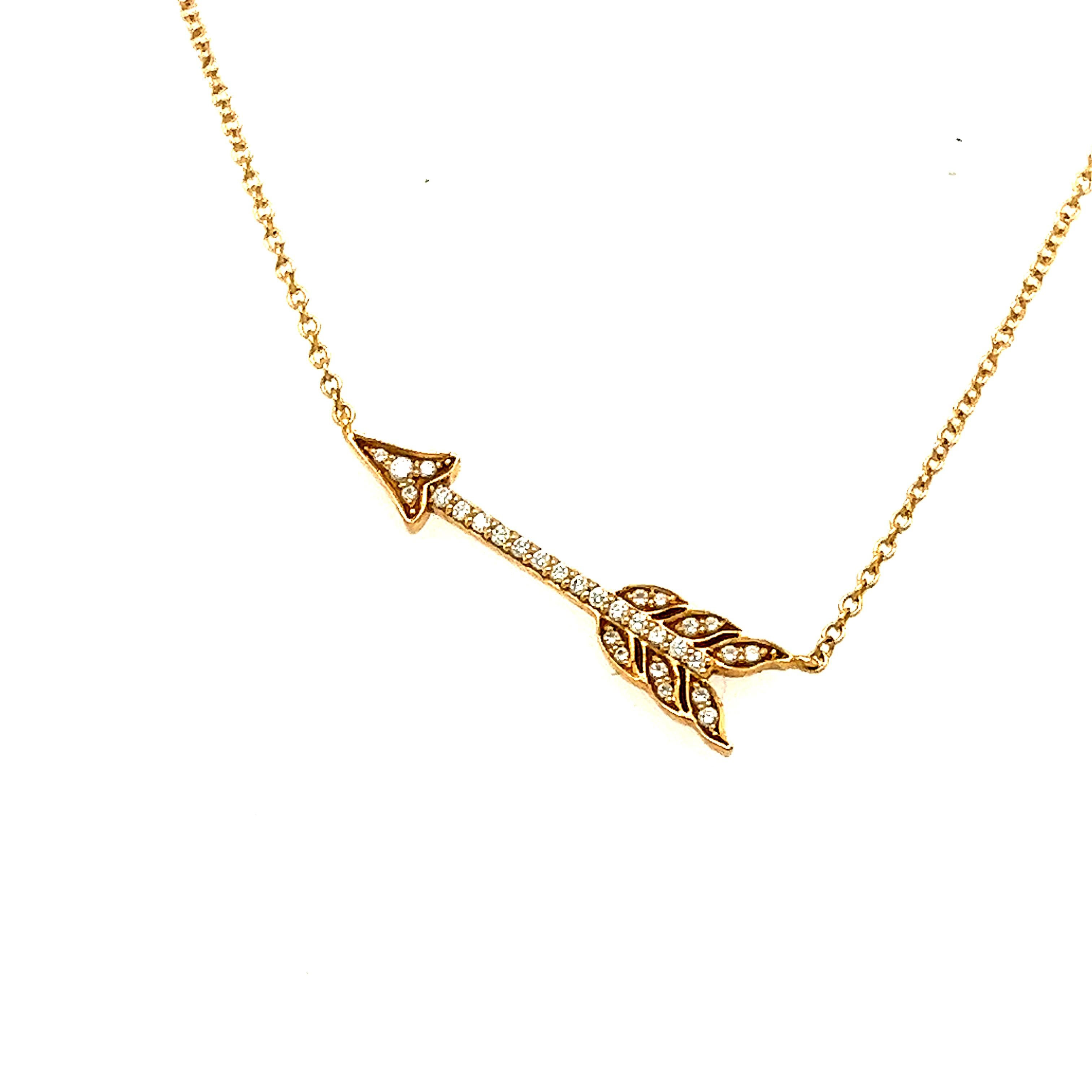 An 18k rose gold diamond pendant & necklace by Tiffany & Co. from the hearts collection. The pendant comprises of a arrow motif pave set with 30 round brilliant cut diamonds with an approximate total weight of 0.20ct. The arrow motif measures 2.30cm