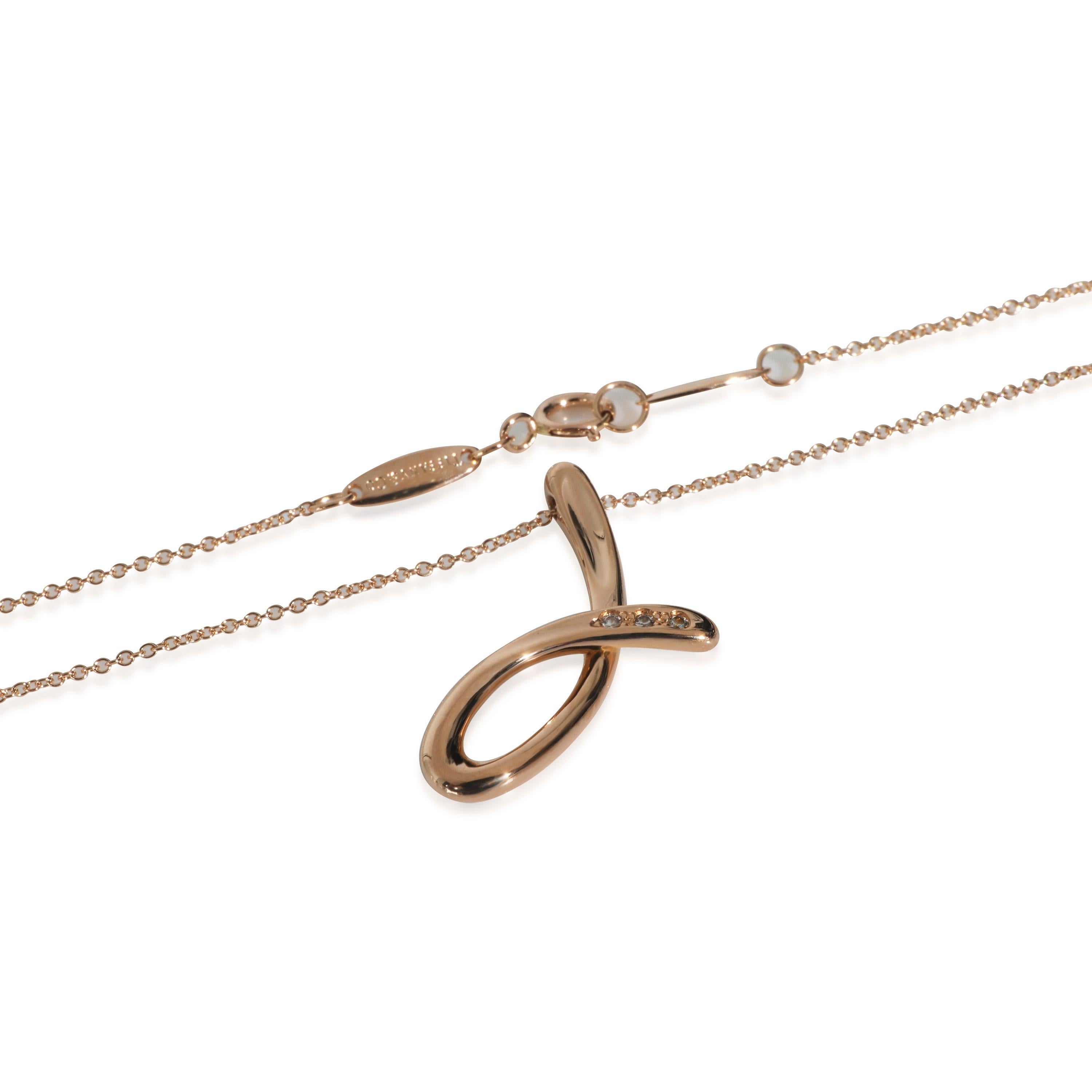 Donna Tiffany & Co. Ciondolo con diamante in oro rosa Elsa Peretti Lettera J in vendita