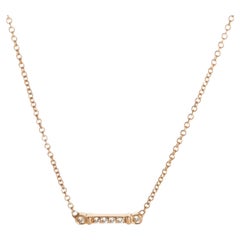 Tiffany & Co. Rose Gold Diamond Fluer De Lis Bar Necklace