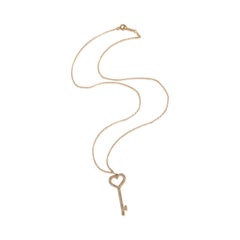 Tiffany & Co. Rose Gold Diamond Heart Key Pendant