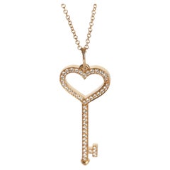 Tiffany & Co. Rose Gold Diamond Heart Key Pendant
