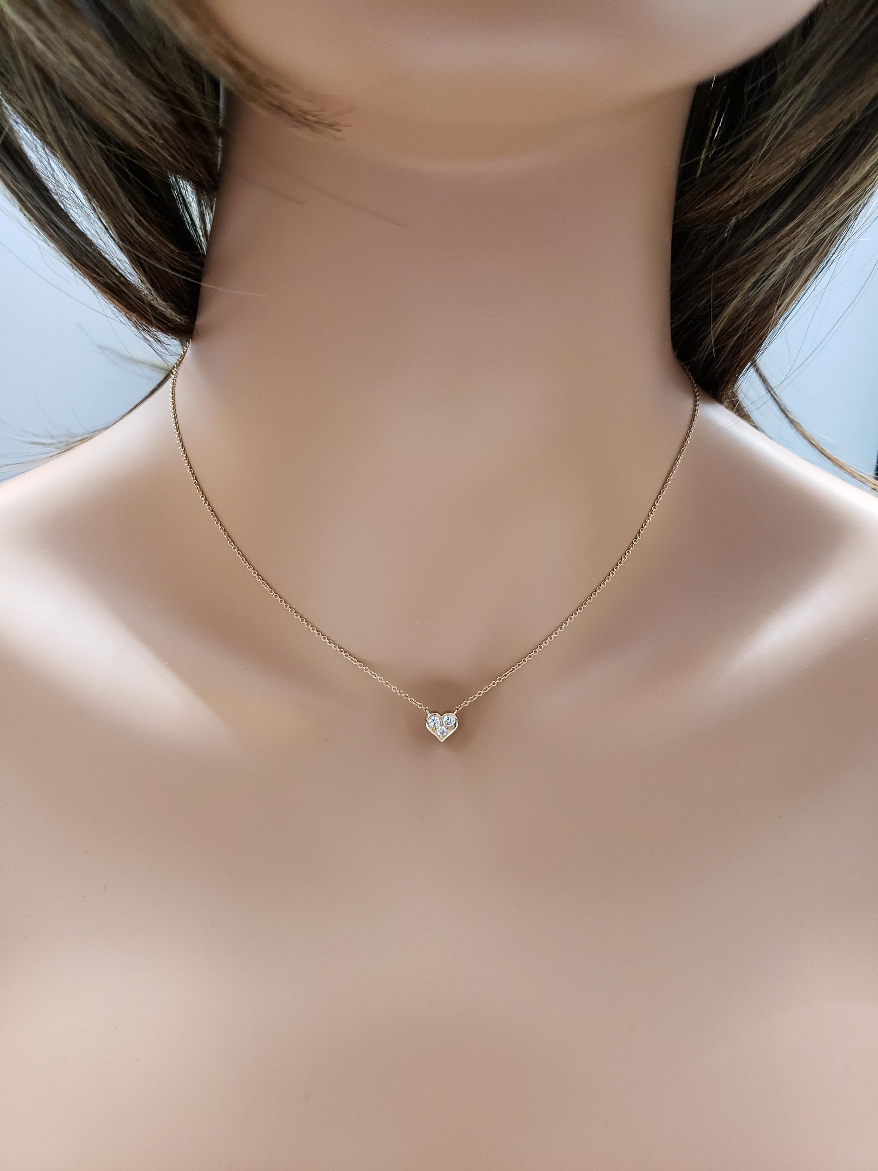 Round Cut Tiffany & Co. Rose Gold Diamond Heart Pendant