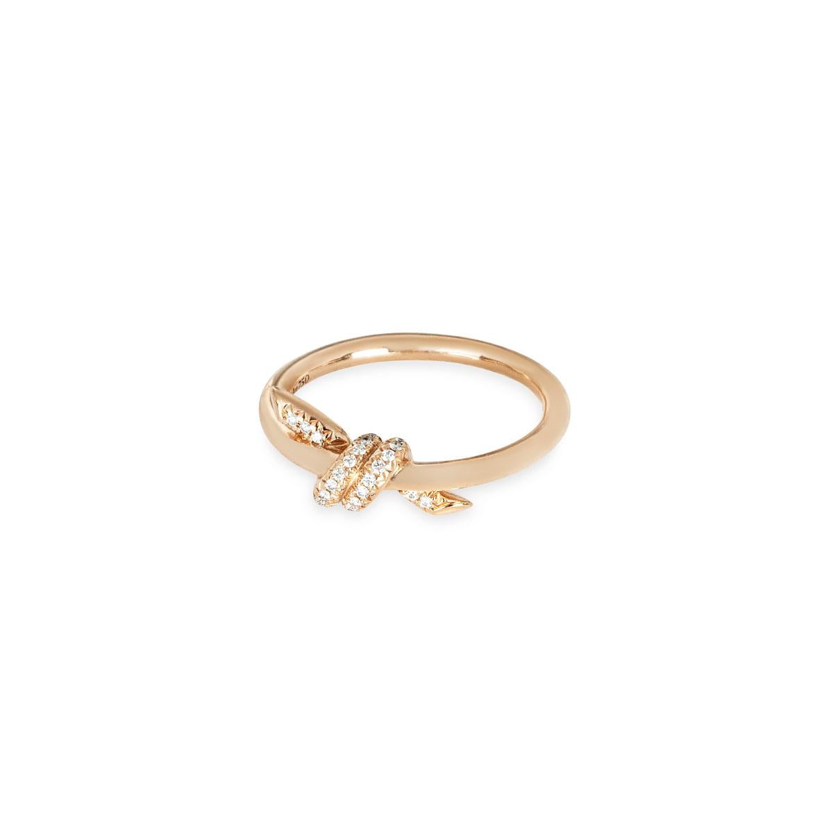 Round Cut Tiffany & Co. Rose Gold & Diamond Knot Ring 69526411 For Sale