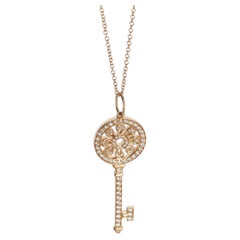 Tiffany & Co. Rose Gold Diamond Medium Model Petals Key Pendant