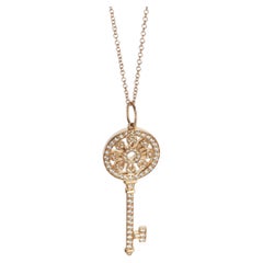 Tiffany & Co. Rose Gold Diamond Medium Model Petals Key Pendant
