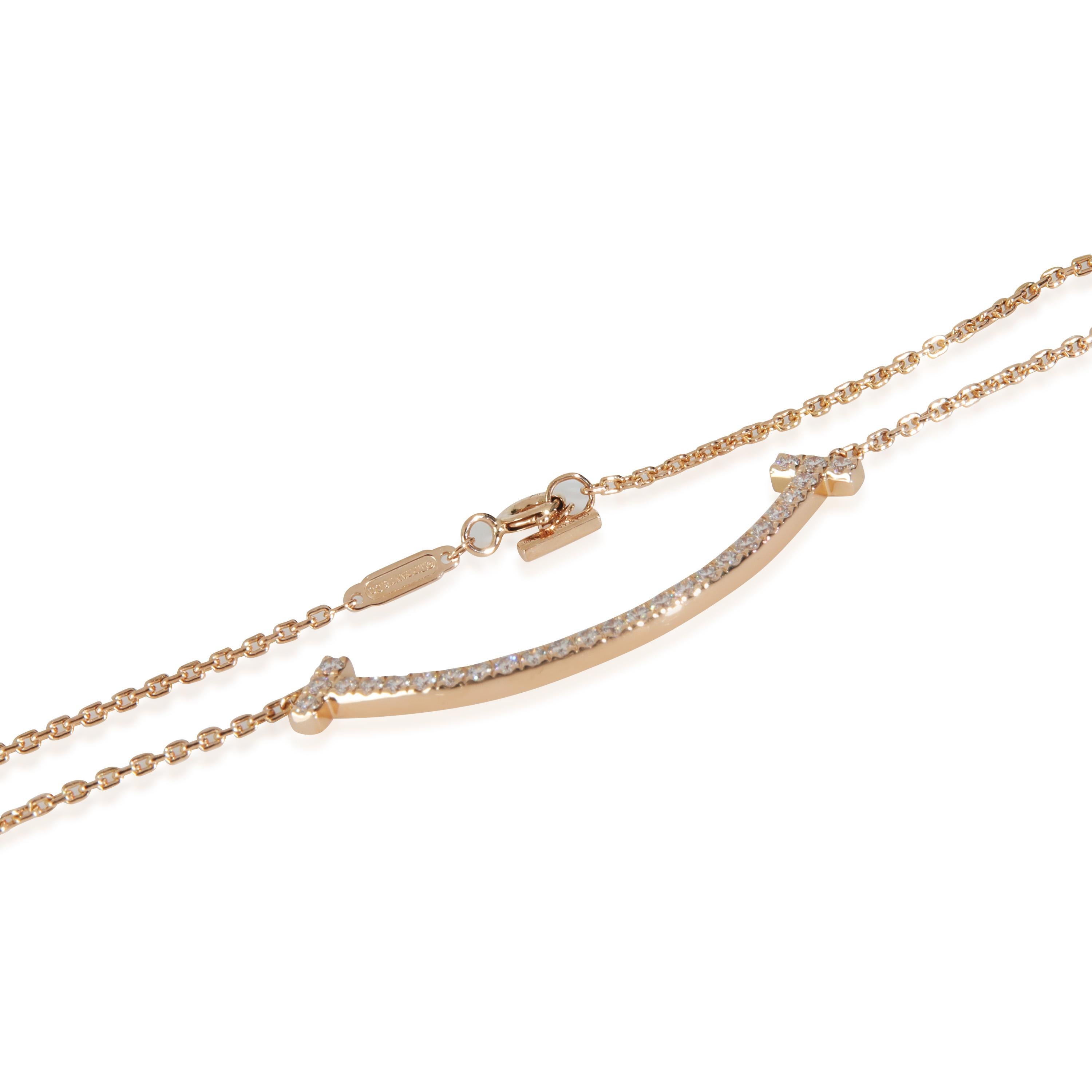 Tiffany & Co. Rose Gold Diamond Medium Model Tiffany T Necklace In Good Condition For Sale In New York, NY