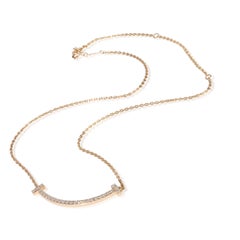 Tiffany & Co. Rose Gold Diamond Medium Model Tiffany T Smile Necklace
