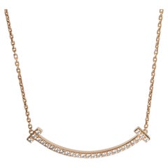 Tiffany & Co. Rose Gold Diamond Medium Model Tiffany T Smile Necklace