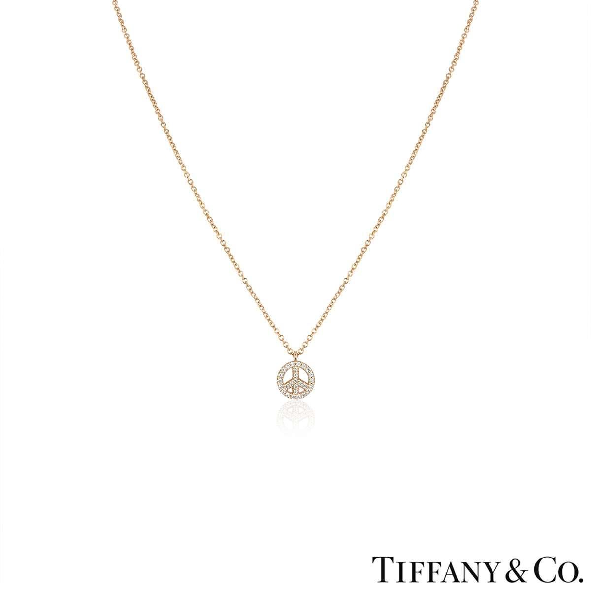 Women's Tiffany & Co. Rose Gold Diamond Metro Peace Pendant