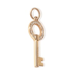 Tiffany & Co. Rose Gold Diamond Mini Modern Open Round Key Pendant