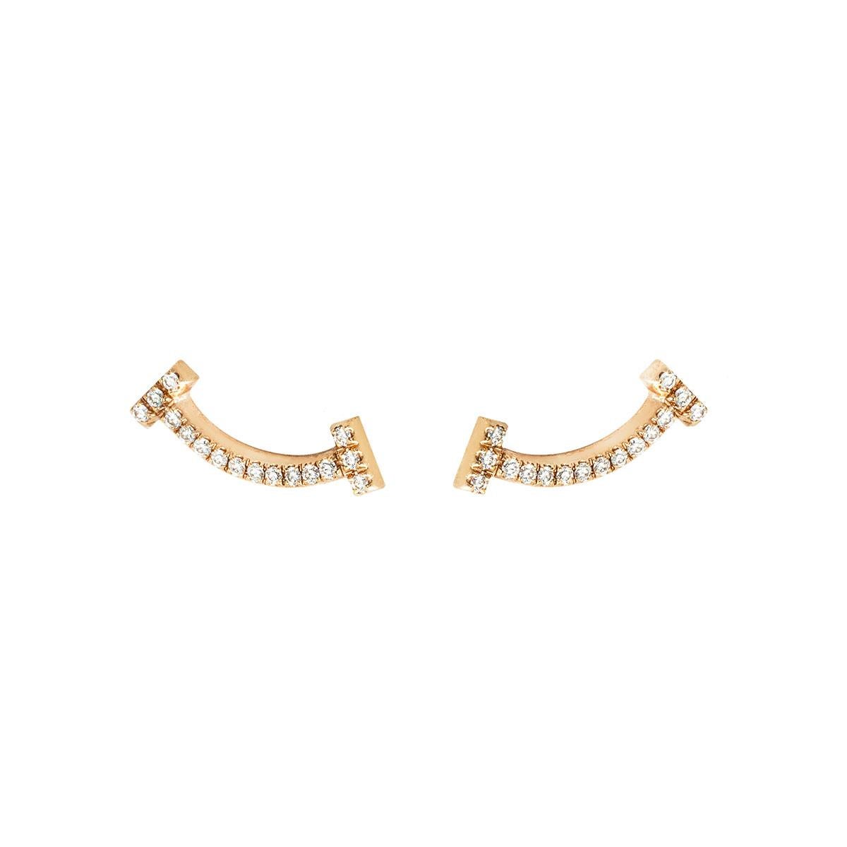Taglio rotondo Tiffany & Co. Orecchini a forma di sorriso con diamante in oro rosa AT&T 60150743 in vendita