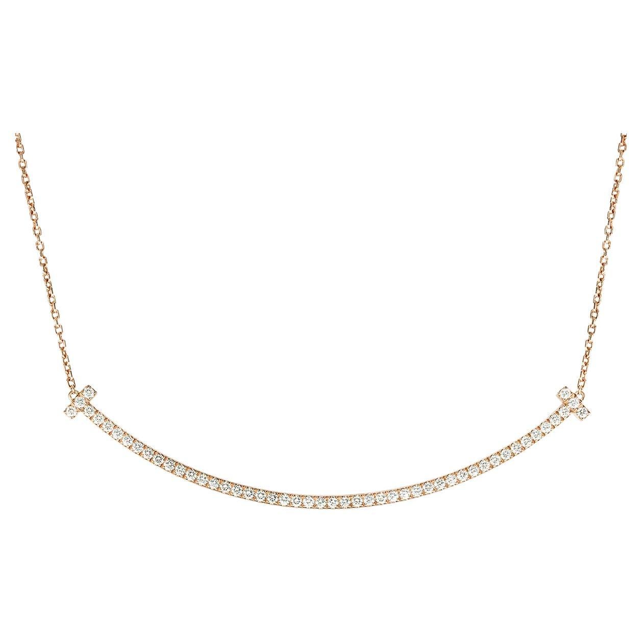 Tiffany & Co. Rose Gold Diamond T Smile Pendant 67513509
