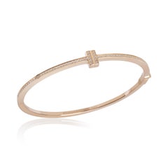 Tiffany & Co. Rose Gold Diamond Tiffany T Hinged Bracelet