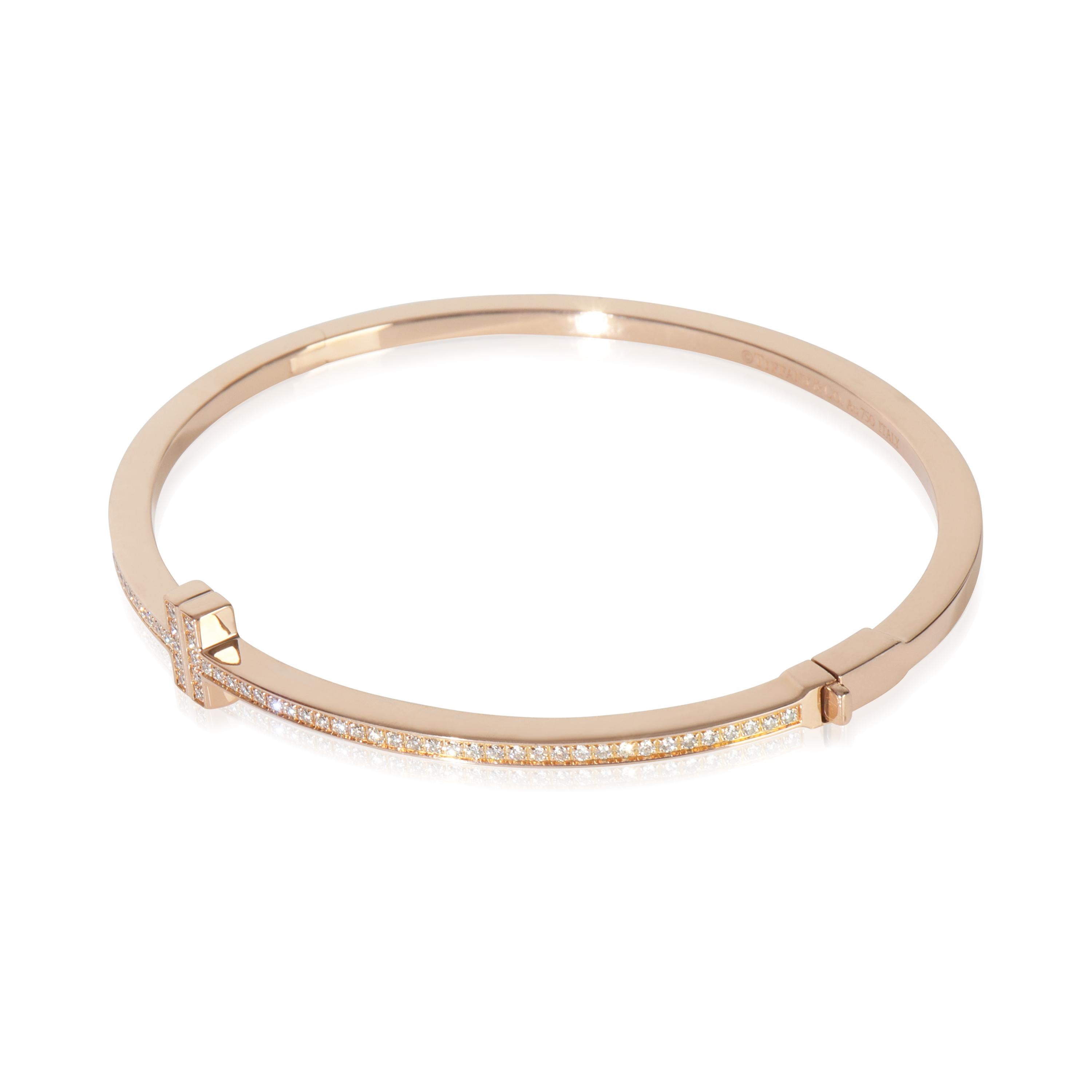 Tiffany & Co. Rose Gold Diamond Tiffany T Hinged Bracelet Damen im Angebot