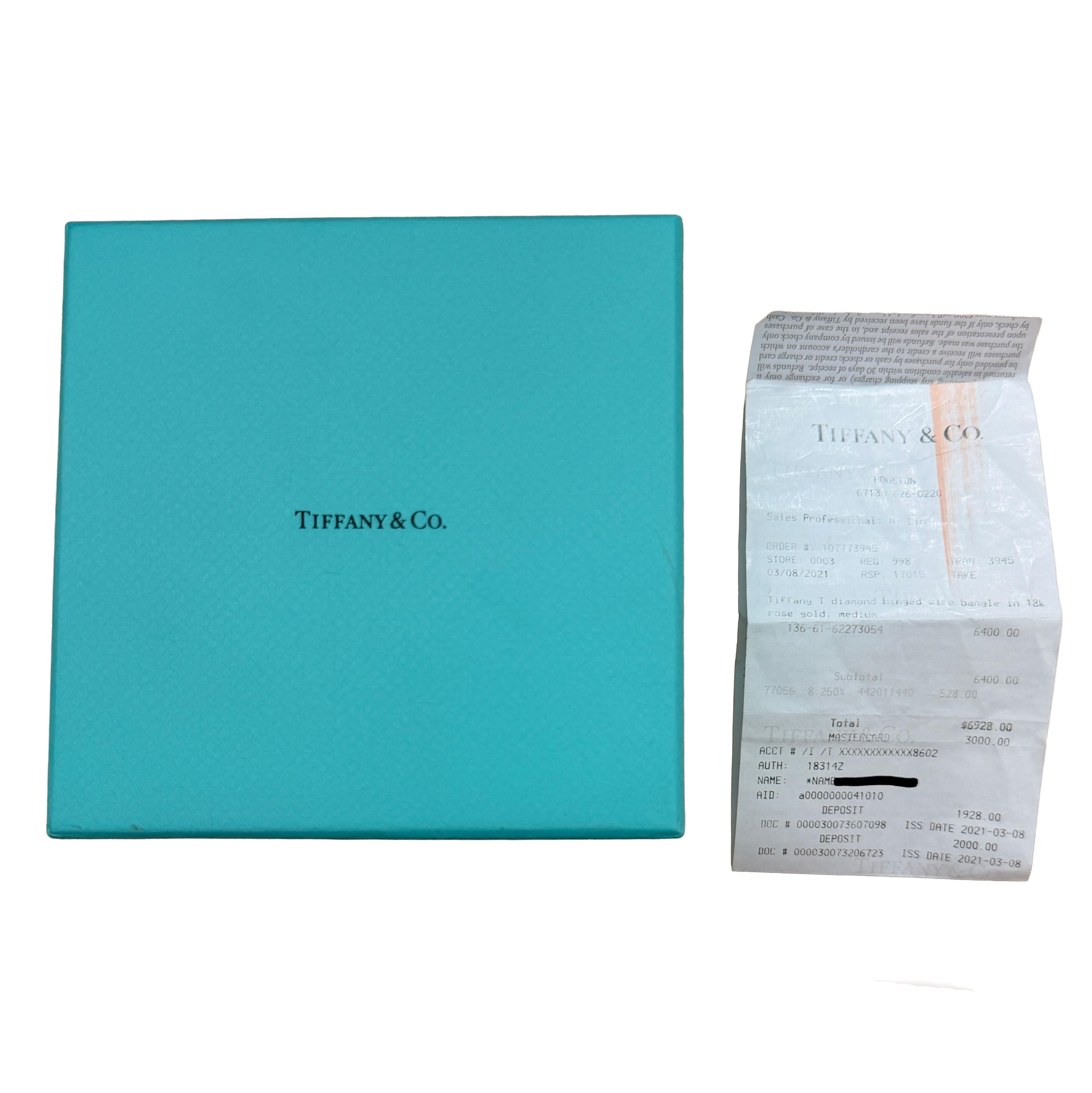 Tiffany & Co. Rose Gold Diamond Tiffany T Hinged Bracelet im Angebot 1