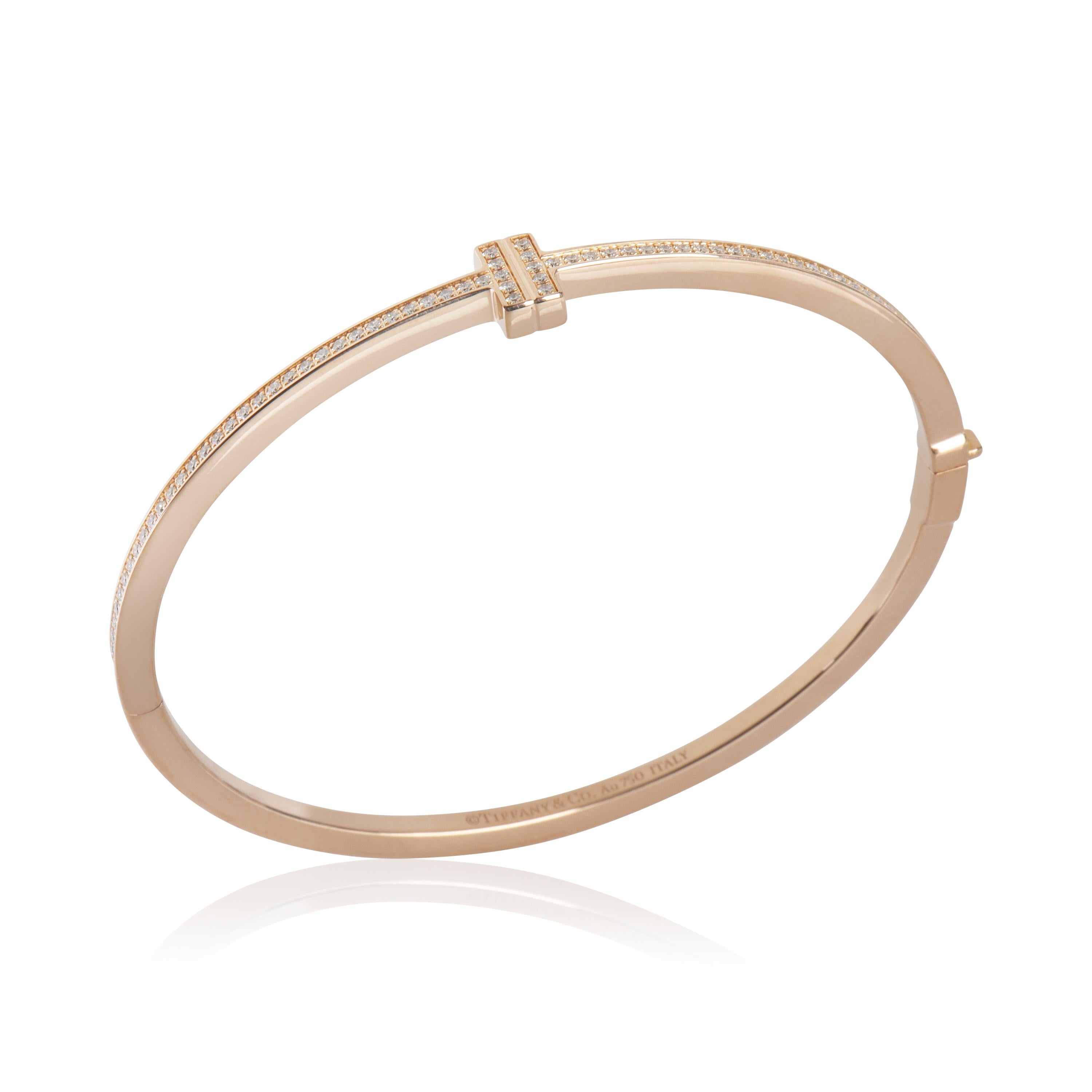 Tiffany & Co. Rose Gold Diamond Tiffany T Hinged Bracelet im Angebot 2