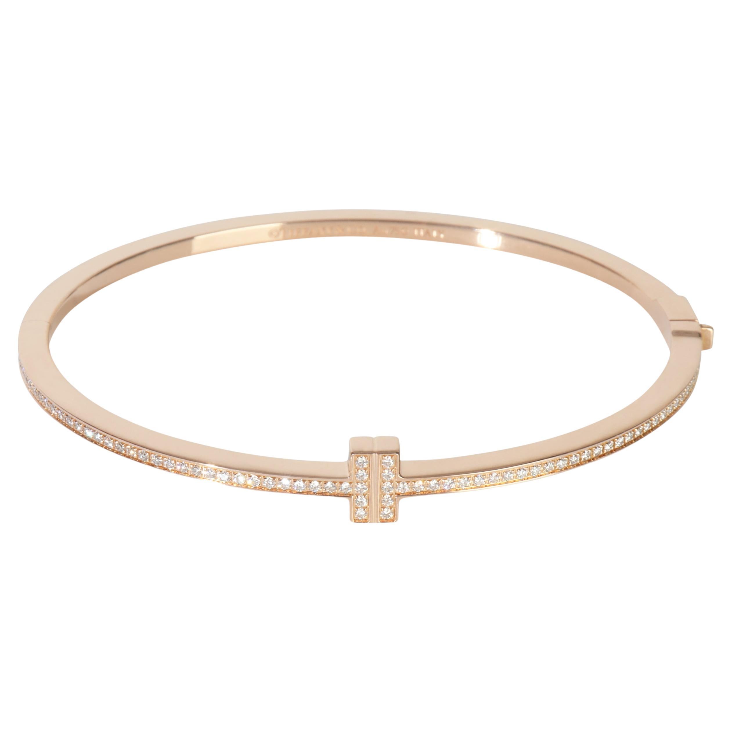 Tiffany 
Co. Rose Gold Diamond Tiffany T Hinged Bracelet