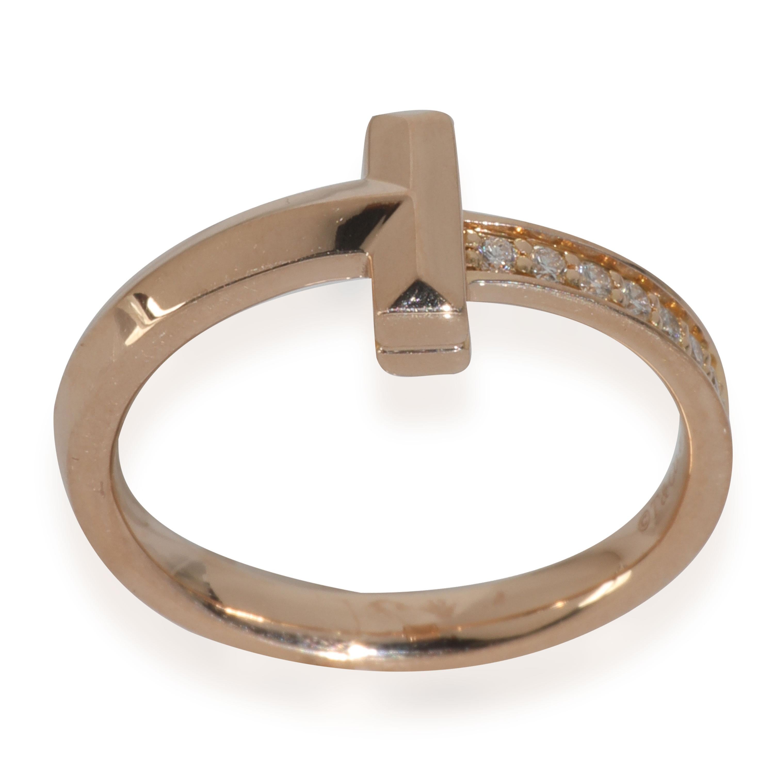 Tiffany & Co. Rose Gold Diamond Tiffany T T1 Ring In Excellent Condition For Sale In New York, NY