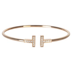 Tiffany & Co. Rose Gold Diamond Tiffany T Wire Bracelet