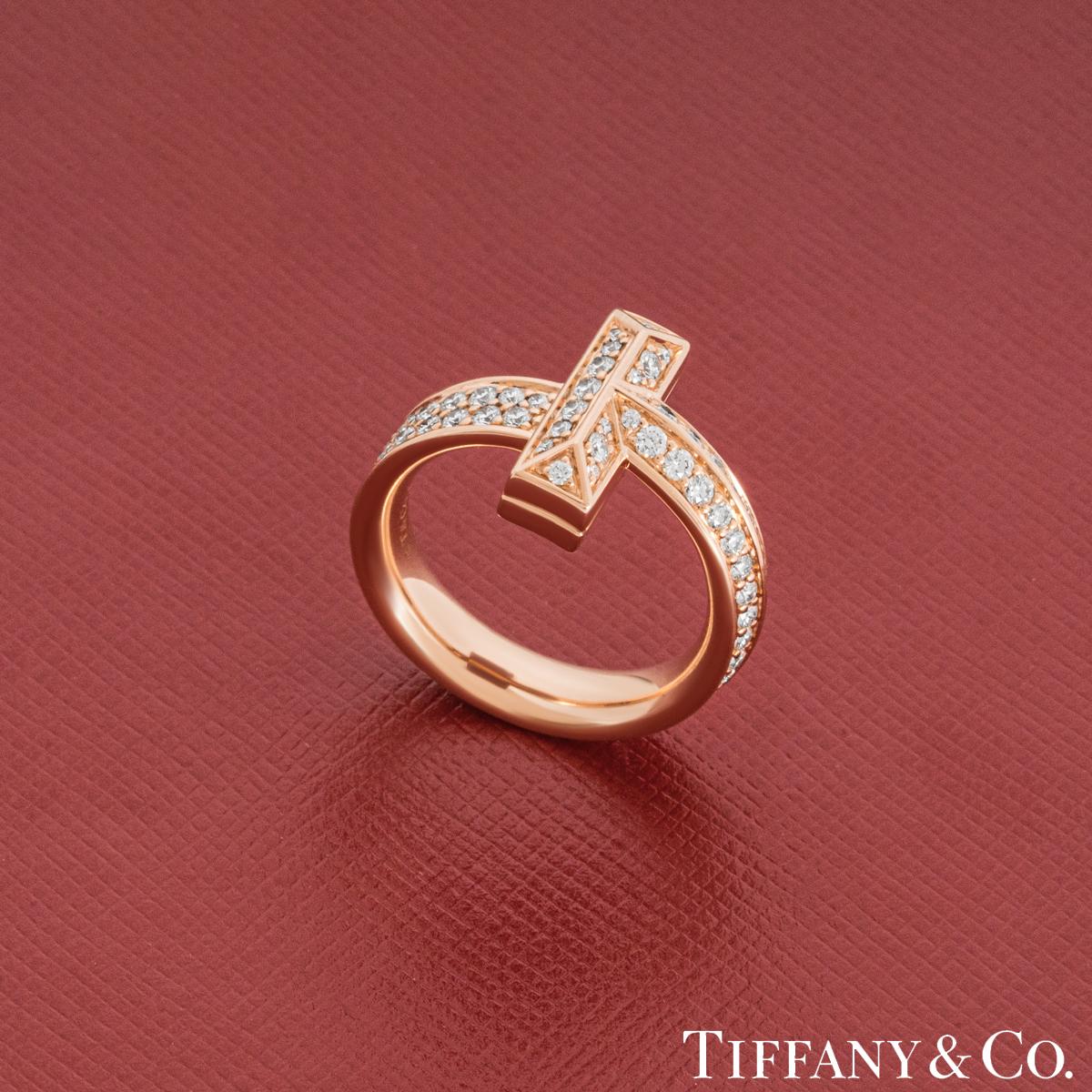 Round Cut Tiffany & Co. Rose Gold Diamond Tiffany T1 Ring