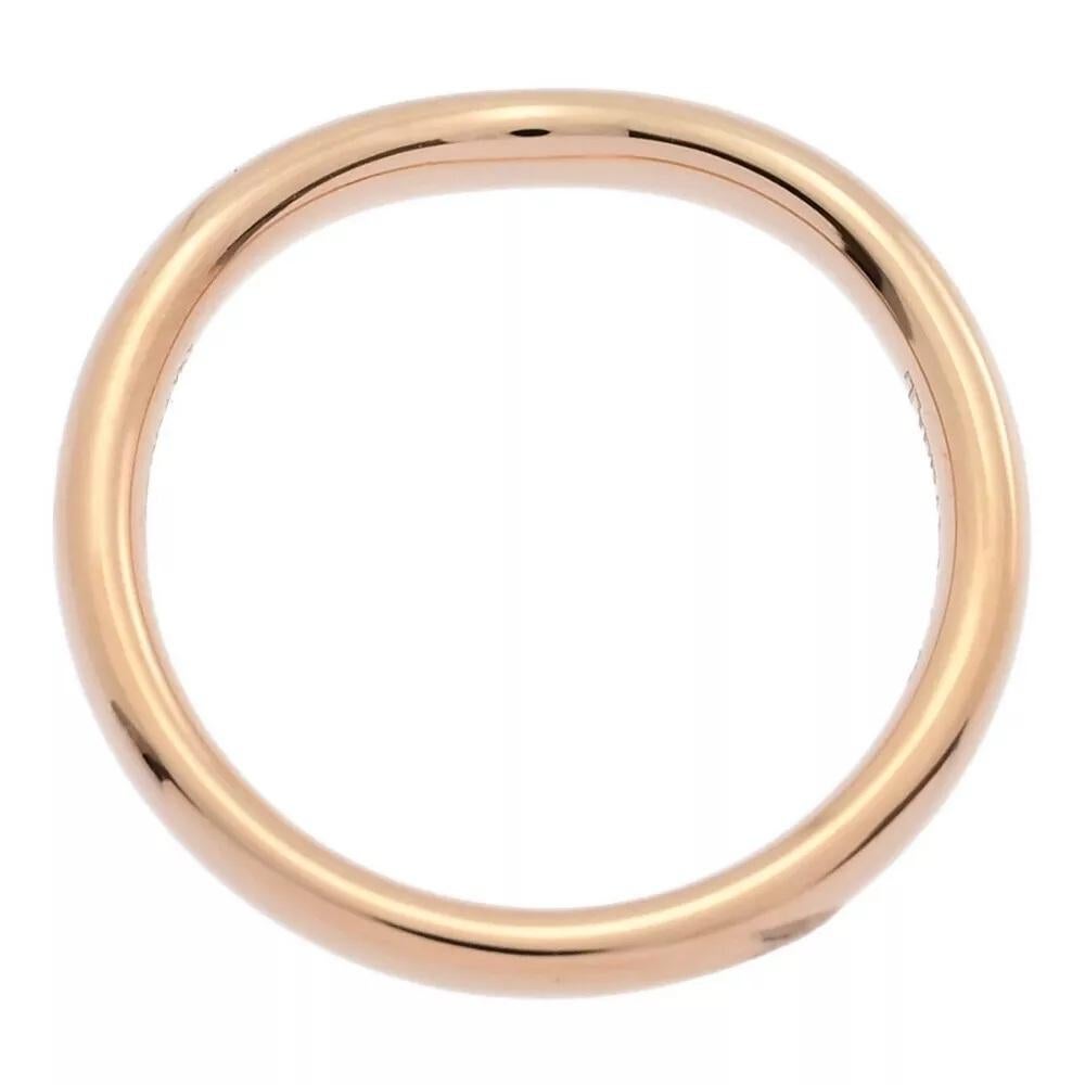 TIFFANY & Co. Rose Gold Elsa Peretti 3 Diamond 2mm Curved Wedding Band Ring 4.5 In Excellent Condition For Sale In Los Angeles, CA