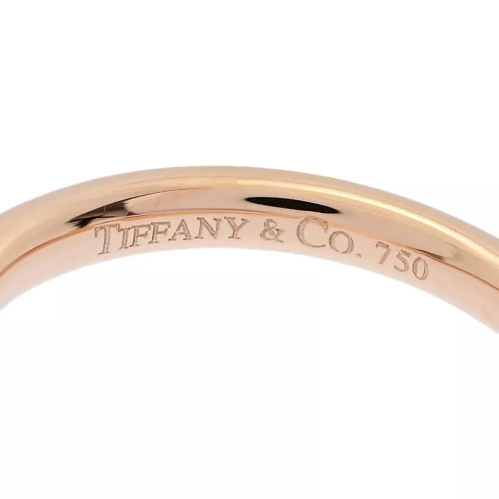 Women's TIFFANY & Co. Rose Gold Elsa Peretti 3 Diamond 2mm Curved Wedding Band Ring 4.5 For Sale