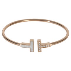 Tiffany & Co. Rose Gold Mother Of Pearl and Diamond Tiffany T Wire Bracelet