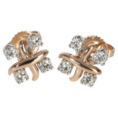 Tiffany & Co. Rose Gold & Platinum Diamond Sixteen Stone Earrings