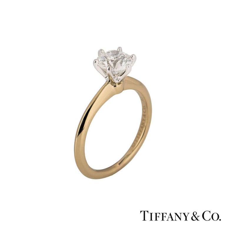 Tiffany and Co. Rose Gold Round Diamond Solitaire Engagement Ring 0.95