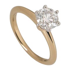 Tiffany & Co. Rose Gold Round Diamond Solitaire Engagement Ring 0.95 Carat