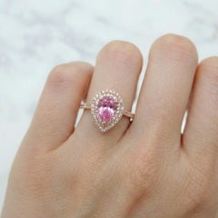Tiffany & Co Rose Golding Co Soleste 1.25ct Pink Sapphire Diamond Pear Ring