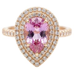 Tiffany & Co Rose Golding Co Soleste 1.25ct Pink Sapphire Diamond Pear Ring