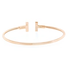 Tiffany & Co. Rose Gold T Wire Mother of Pearl and Diamond Bracelet