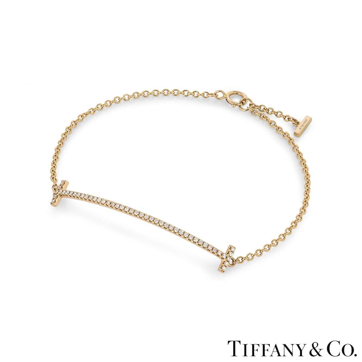 Round Cut Tiffany & Co. Rose Gold Tiffany T Diamond Bracelet For Sale