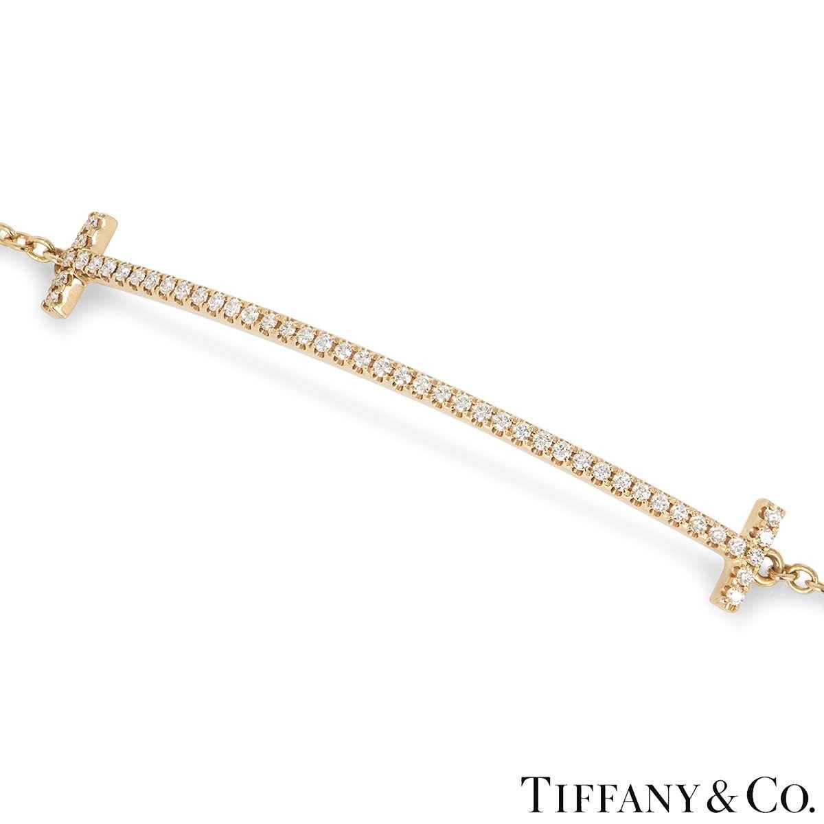 Tiffany & Co. Rose Gold Tiffany T Diamond Bracelet In Excellent Condition For Sale In London, GB