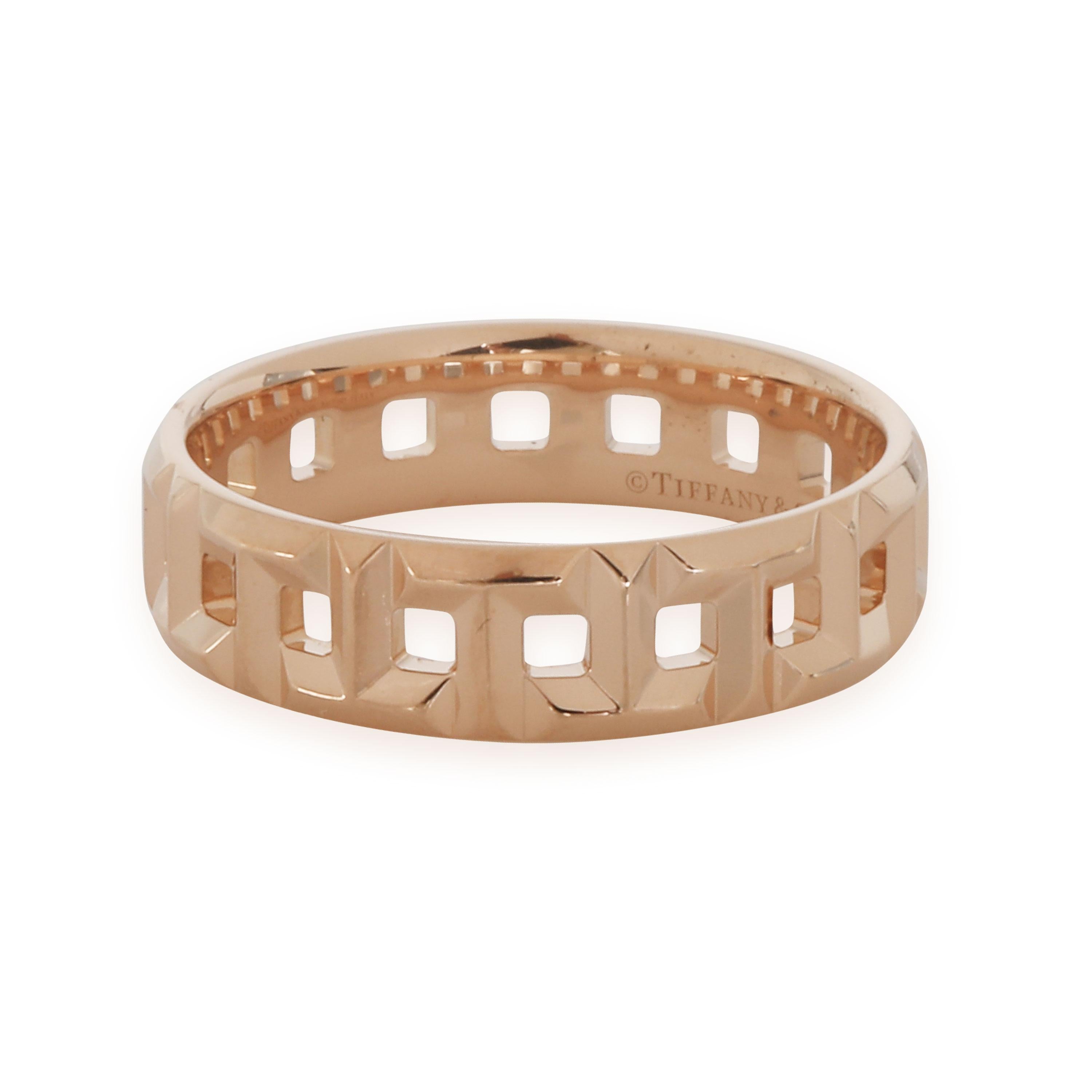 Tiffany & Co. Rose Gold Tiffany T True Wide Ring In Excellent Condition For Sale In New York, NY