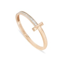 Tiffany & Co. Rose Gold Tiffany T1 Wide Baguette Diamond Hinged Bracelet 6779014