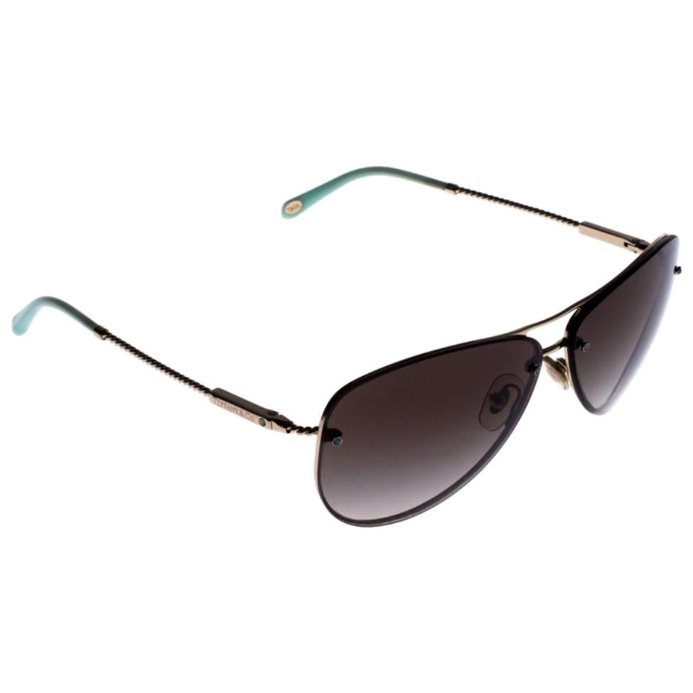 Tiffany & Co. Rose Gold Tone/ Green Gradient TF 3039-B Aviators Sunglasses