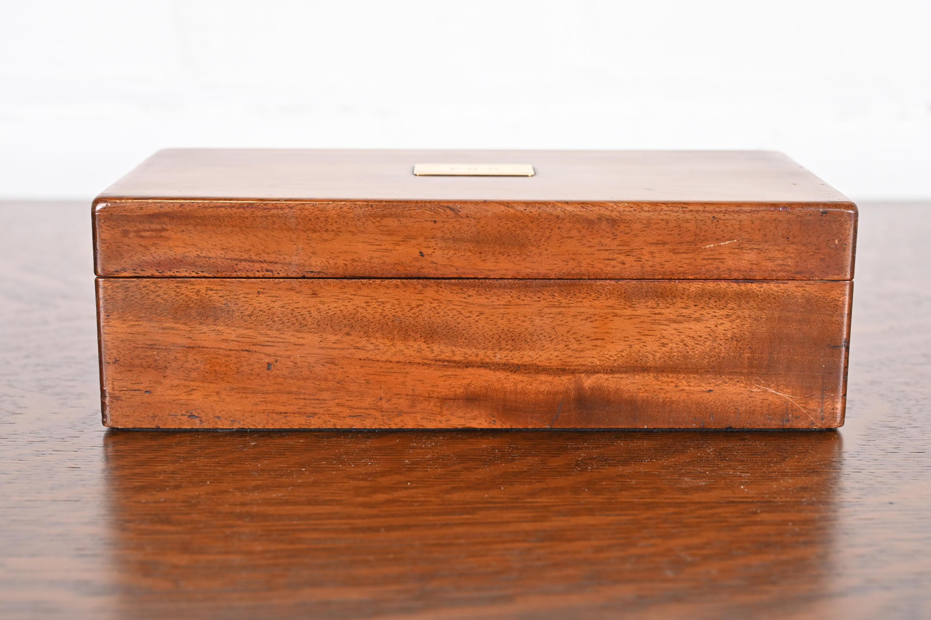 Arts and Crafts Tiffany & Co. Rosewood Cigar Box or Humidor With 18k Gold Plaquette