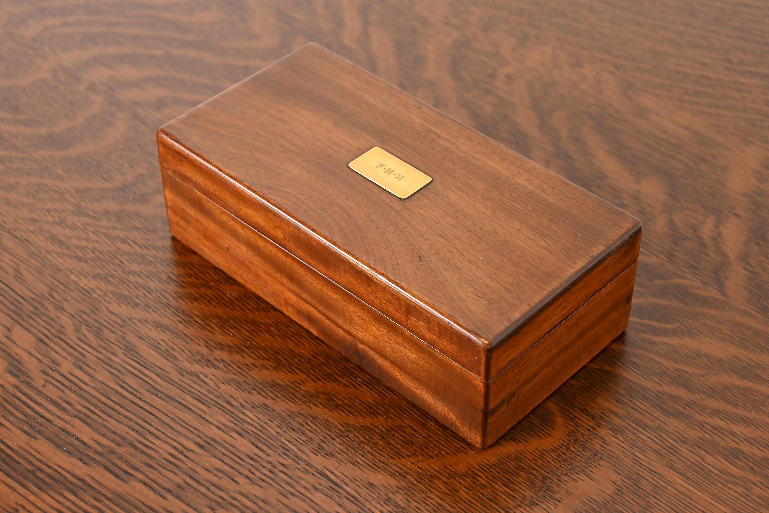 American Tiffany & Co. Rosewood Cigar Box or Humidor With 18k Gold Plaquette