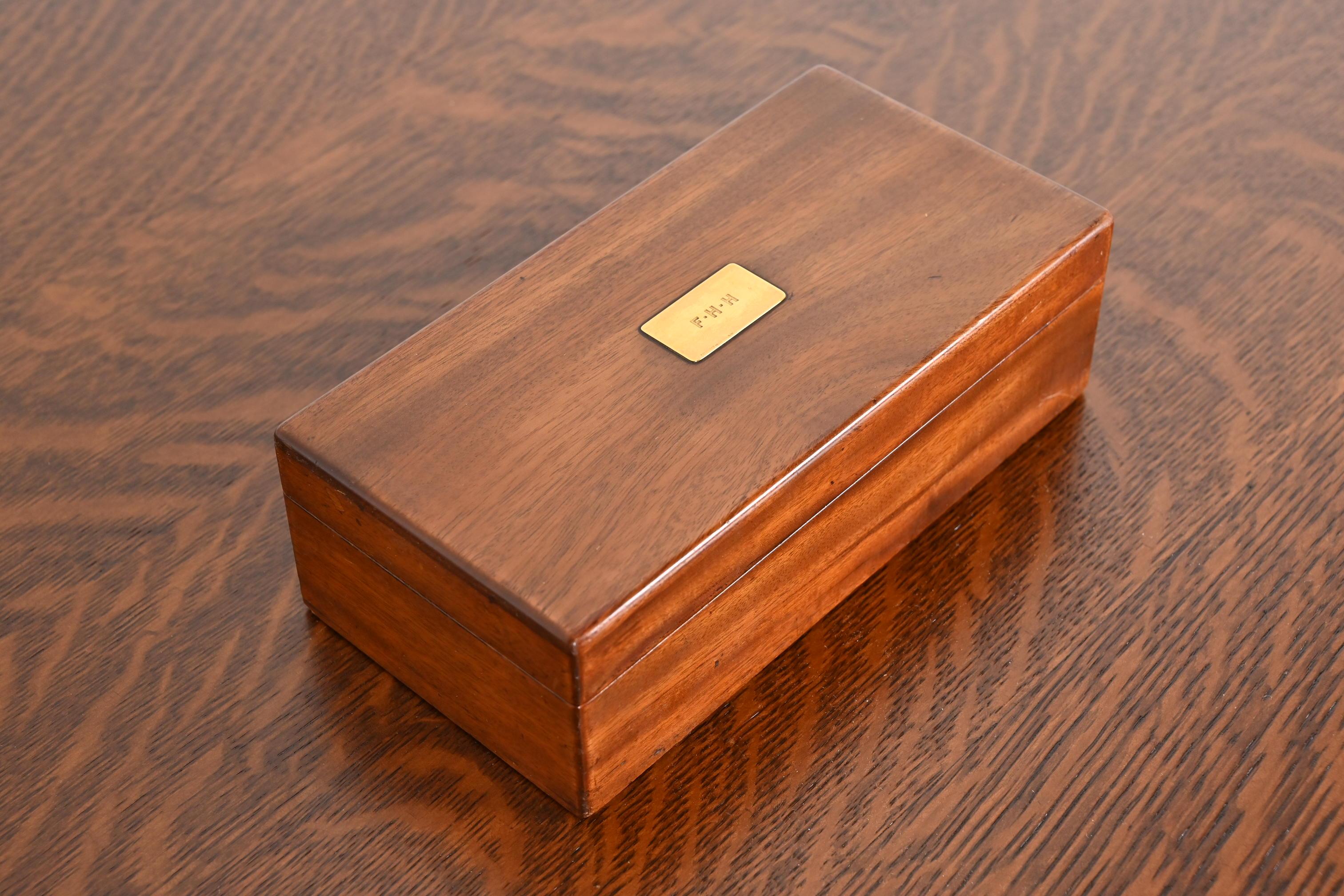 20th Century Tiffany & Co. Rosewood Cigar Box or Humidor With 18k Gold Plaquette