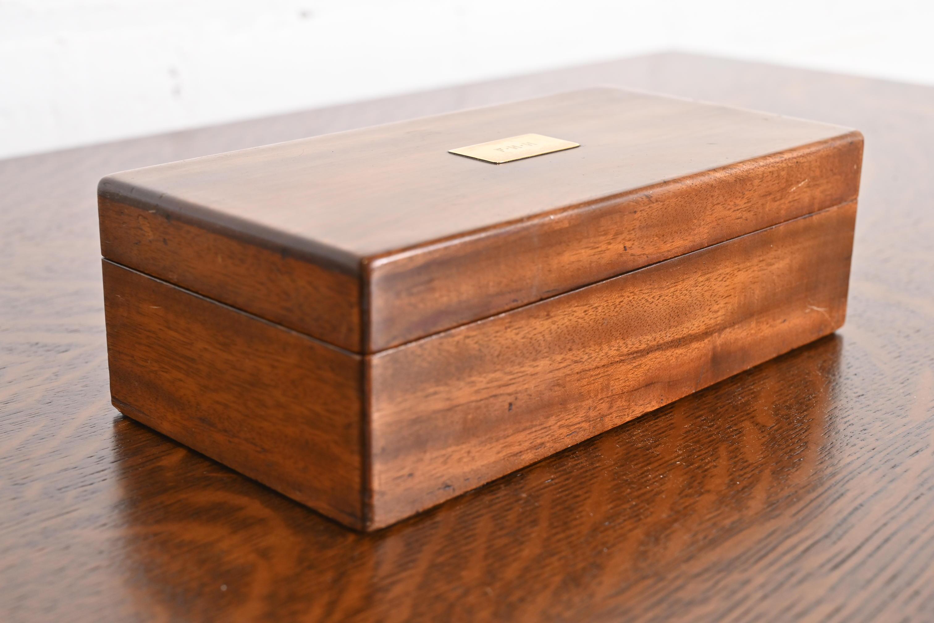 Tiffany & Co. Rosewood Cigar Box or Humidor With 18k Gold Plaquette 1