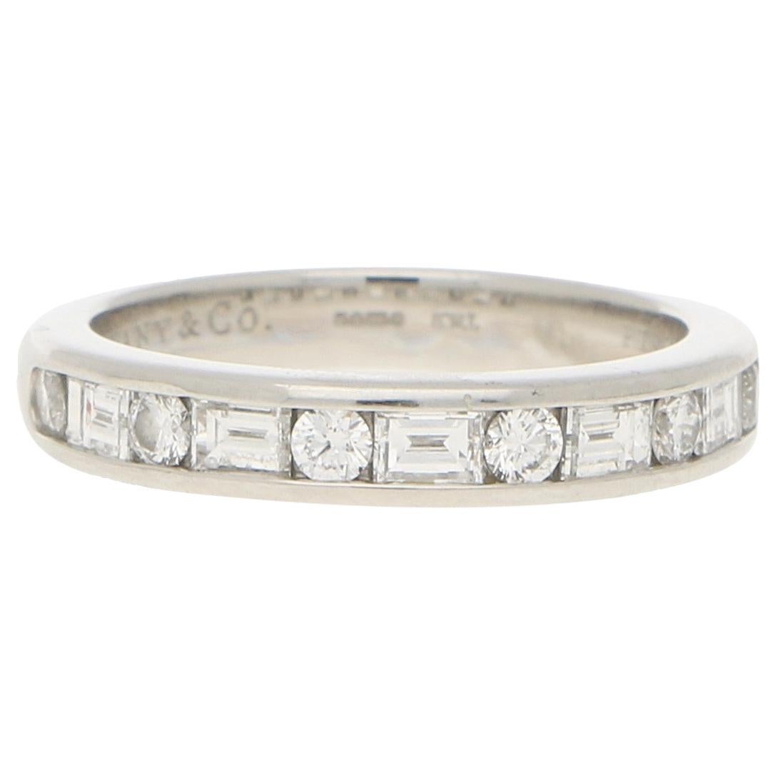 Tiffany & Co. Round and Baguette Cut Diamond Half Eternity in Platinum