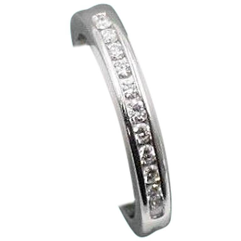 Tiffany & Co. Round Brilliant 0.22 Carat Diamond and Platinum Wedding Band Ring For Sale