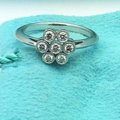 Tiffany & Co. Round Brilliant 0.30 Carat F VVS Diamond Flower Ring in Platinum